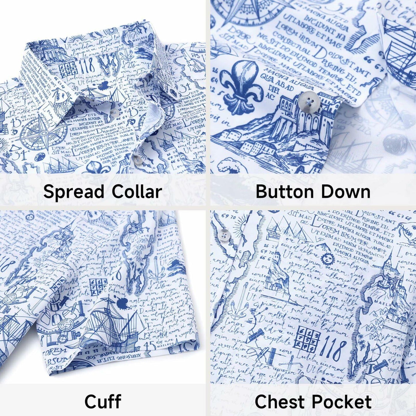 M MAELREG Men’s Floral Button Down Shirt Casual Summer Beach Cruise Top