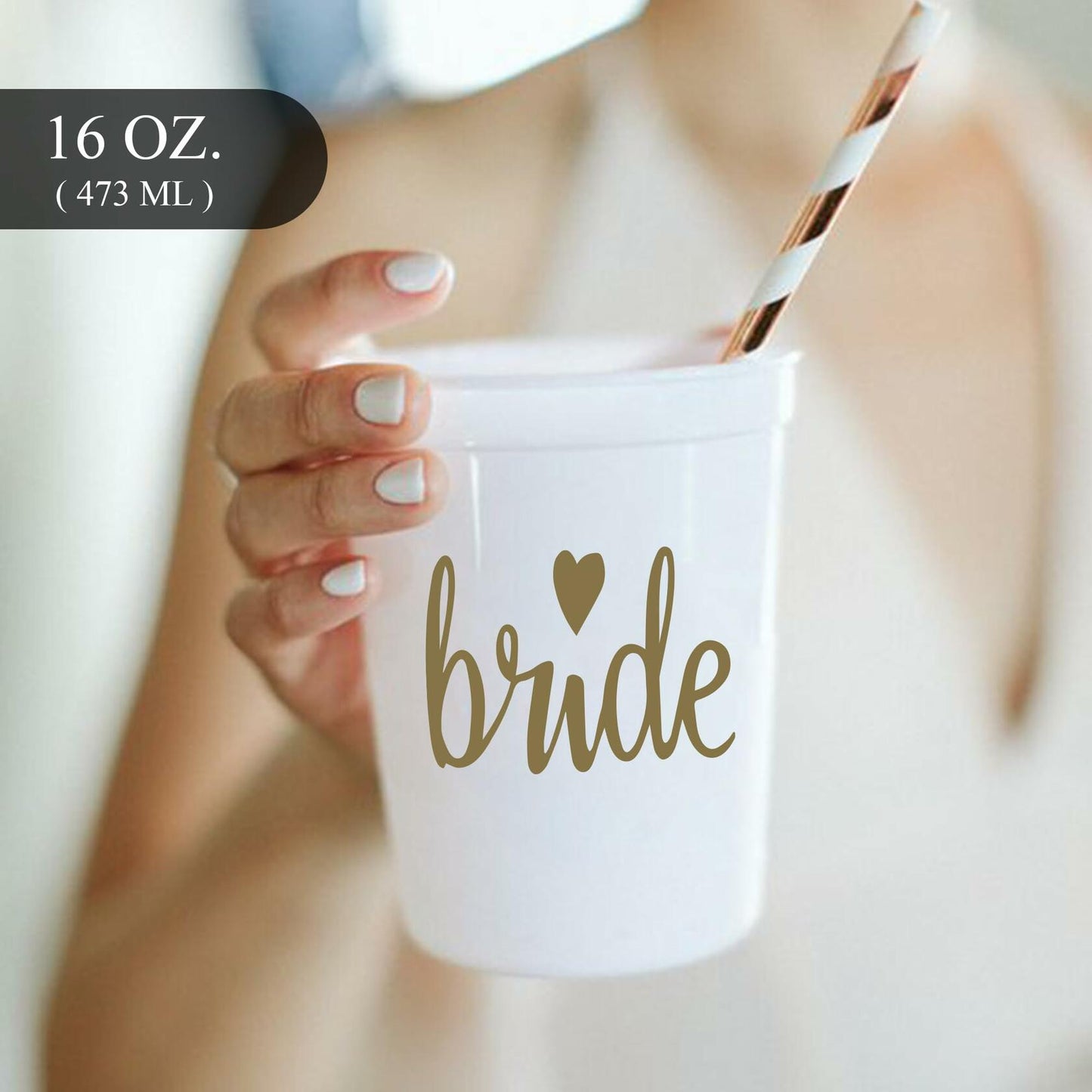 [Like New] LADY&HOME Plastic Party Cups 16oz Reusable 15 Pack White Wedding