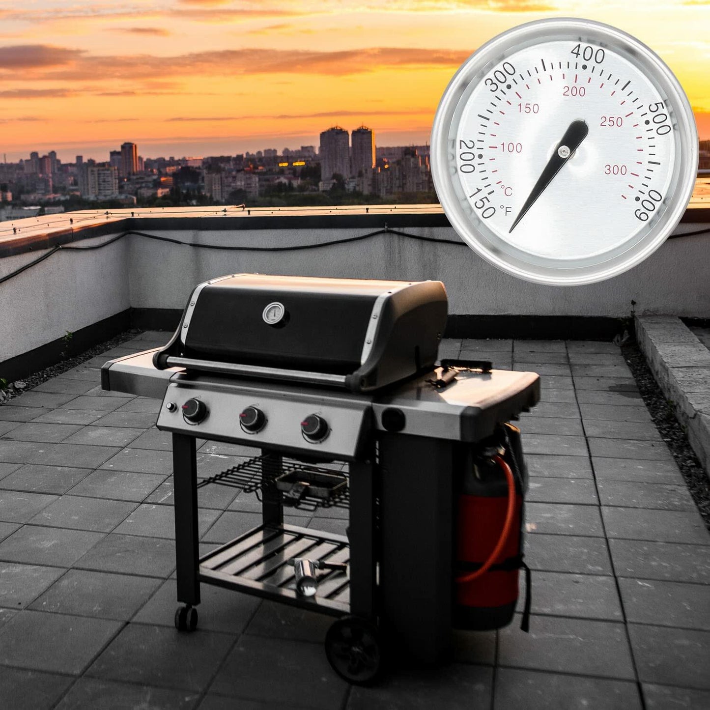 MOASKER Grill Thermometer Gauge Heat Indicator Black for Kenmore Nexgrill