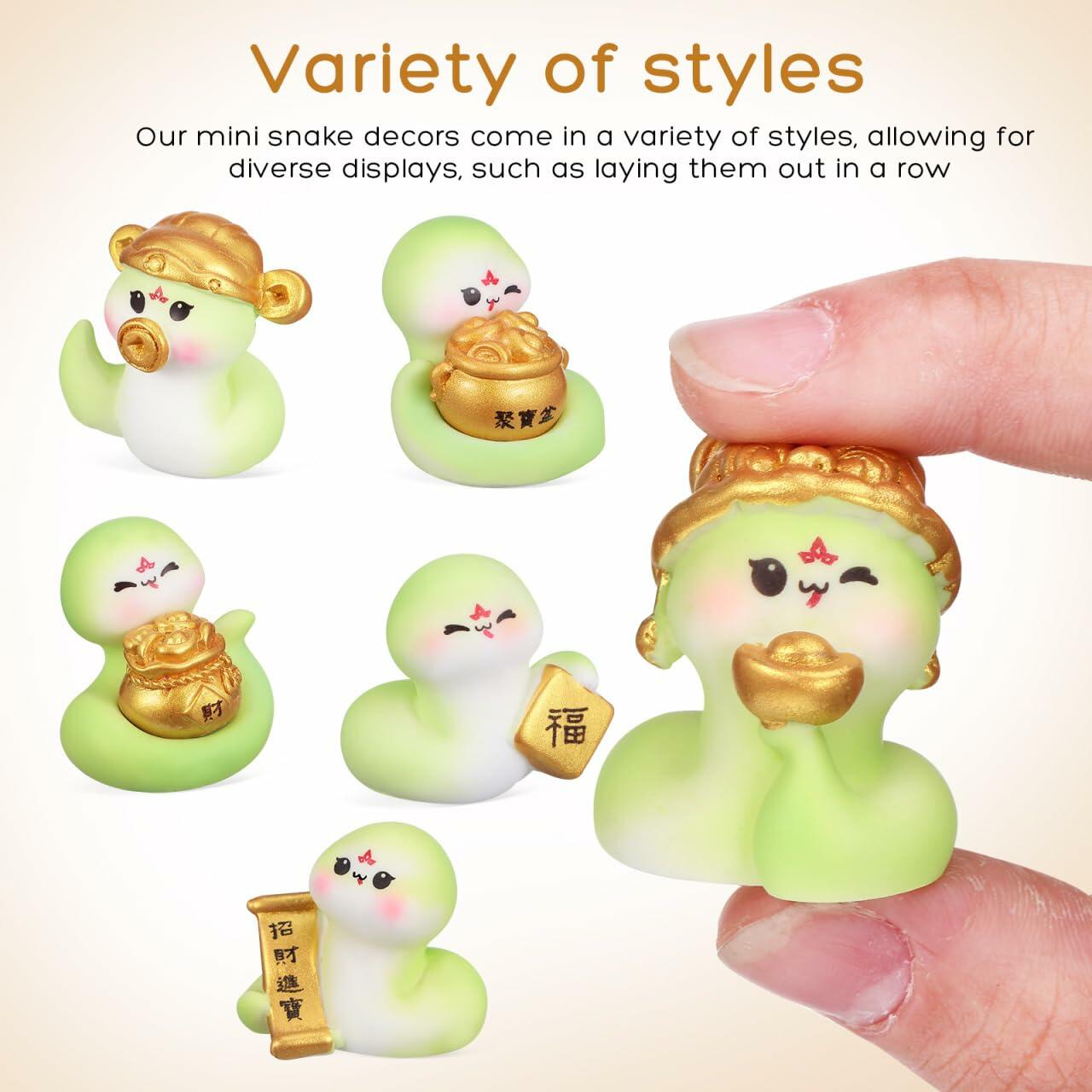 VICASKY Chinese New Year 2025 Snake Resin Figurines 10 Pcs Lucky Miniatures
