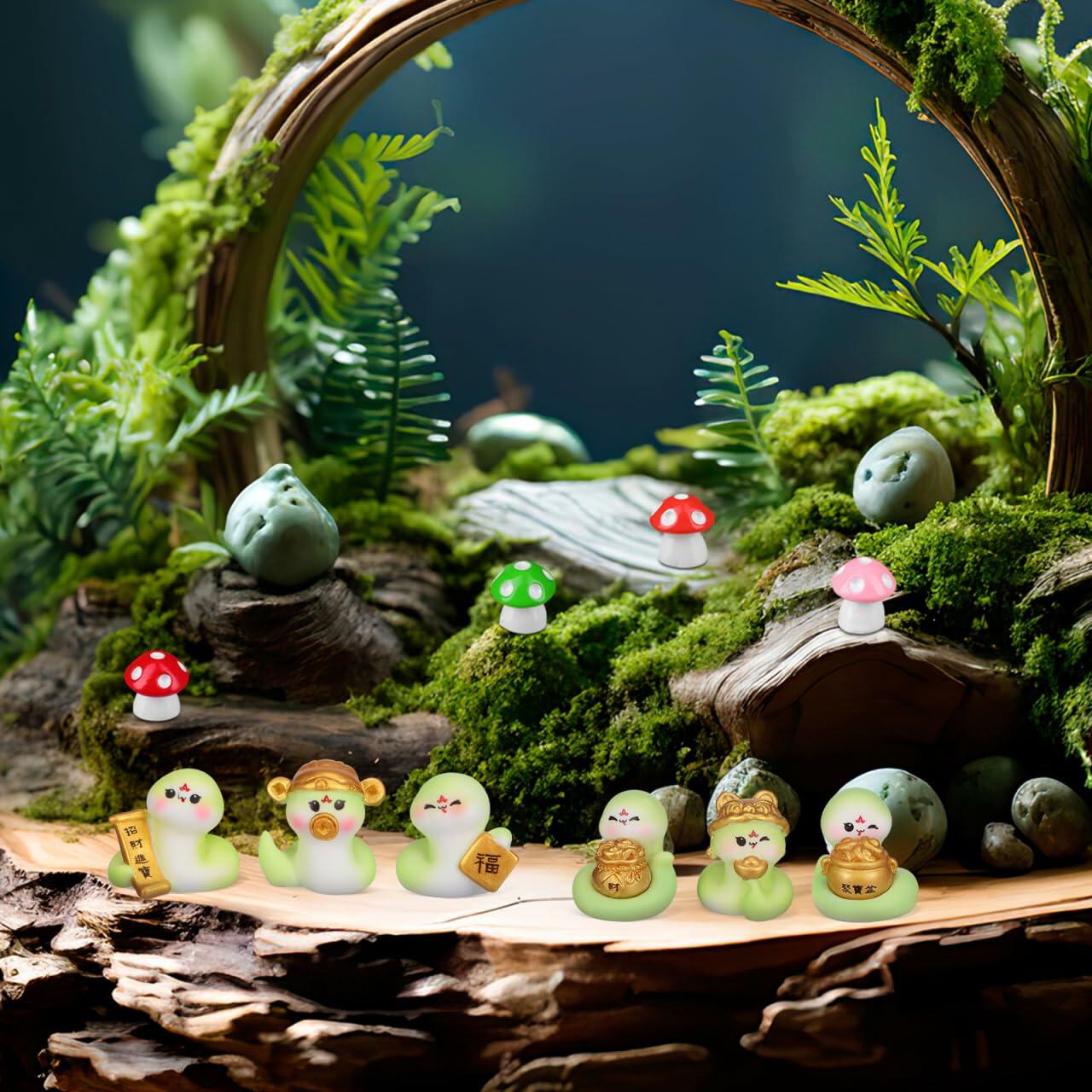 VICASKY Chinese New Year 2025 Snake Resin Figurines 10 Pcs Lucky Miniatures