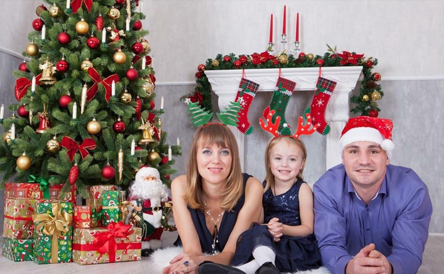 QUNQINLI Christmas Deer Antlers Headband Plush Red Style F 1PCS