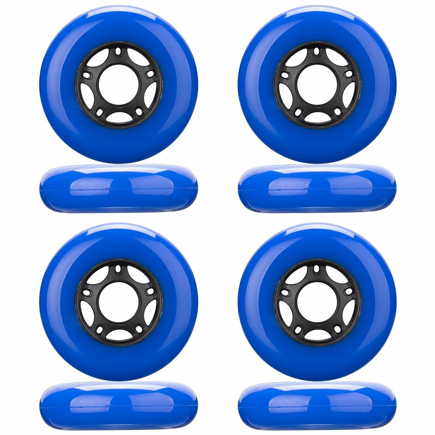 WHEELCOME Inline Skate Wheels 85a Blue 64mm 8-Pack Replacement