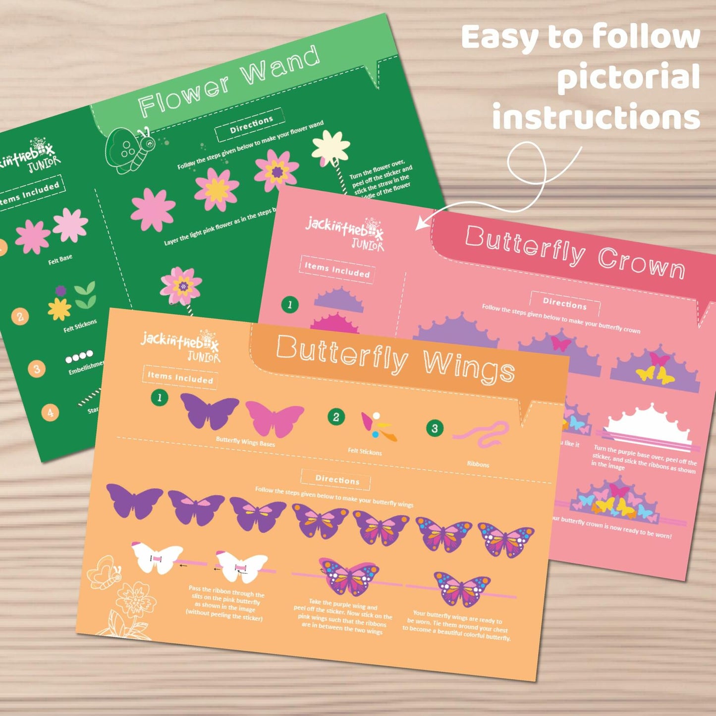 jackinthebox Butterflies Costume Craft Kit 3 Craft Projects Ages 3-5 OPEN BOX