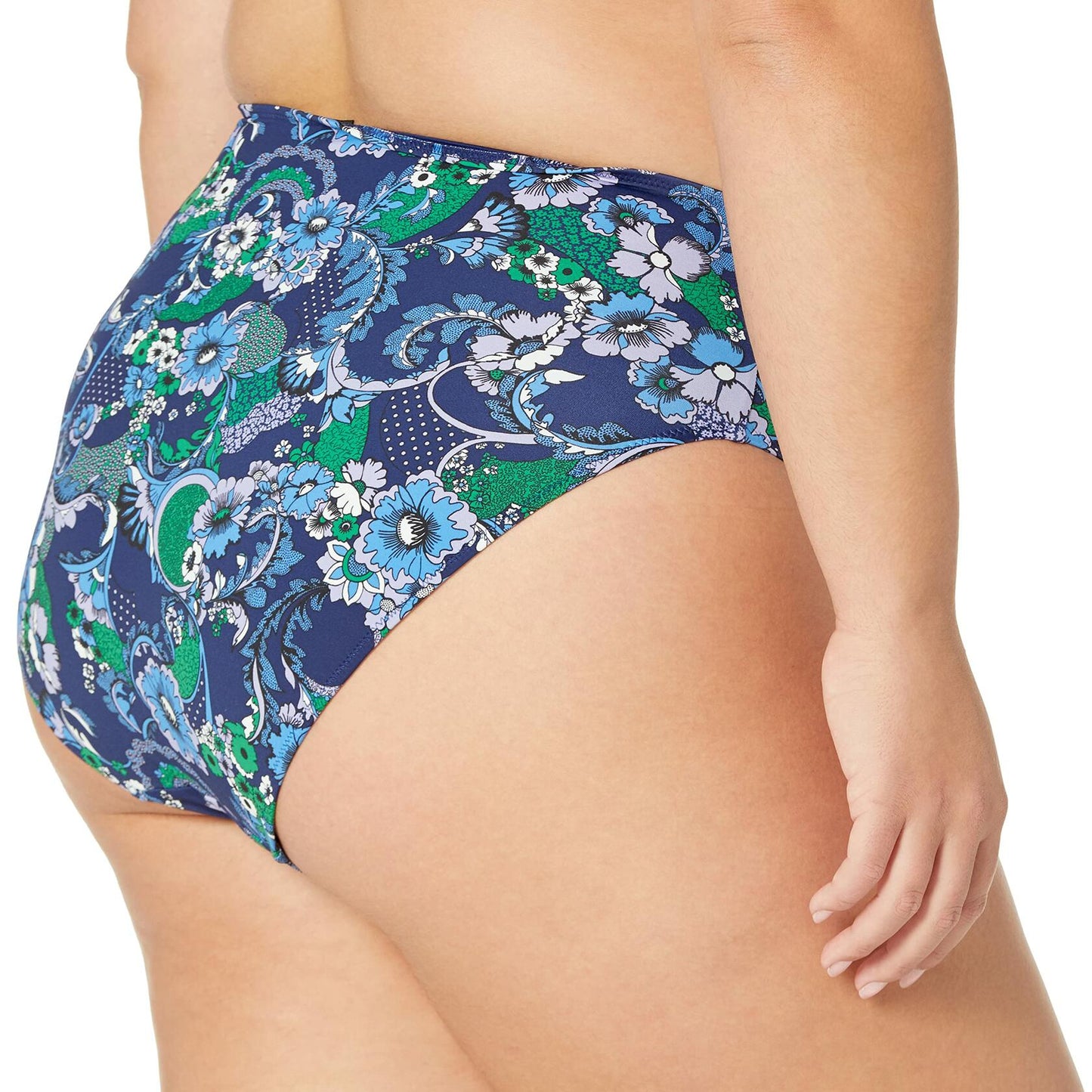 Amazon Essentials Women's High Waist Bikini Bottom Deep Blue Paisley Size XS
