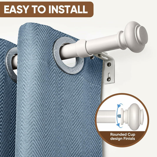 [Like New] SIMEWIN White Adjustable Curtain Rod 48-84in 1in Diameter Single Set