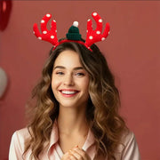 QUNQINLI Christmas Deer Antlers Headband Plush Red Style F 1PCS