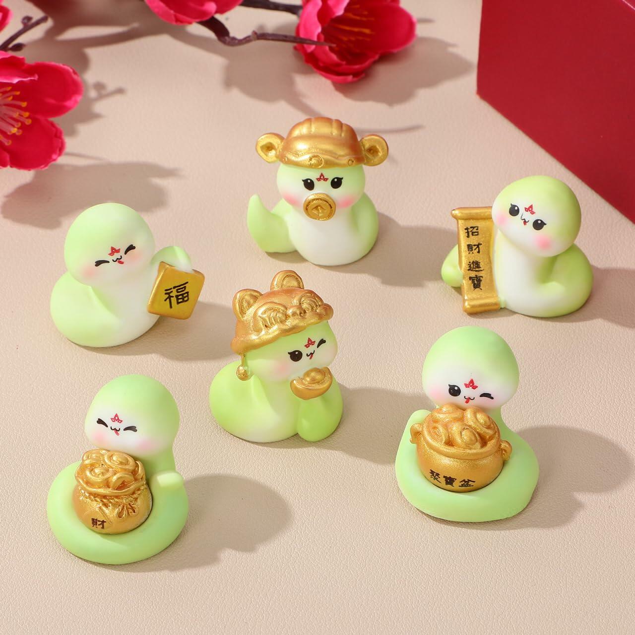 VICASKY Chinese New Year 2025 Snake Resin Figurines 10 Pcs Lucky Miniatures