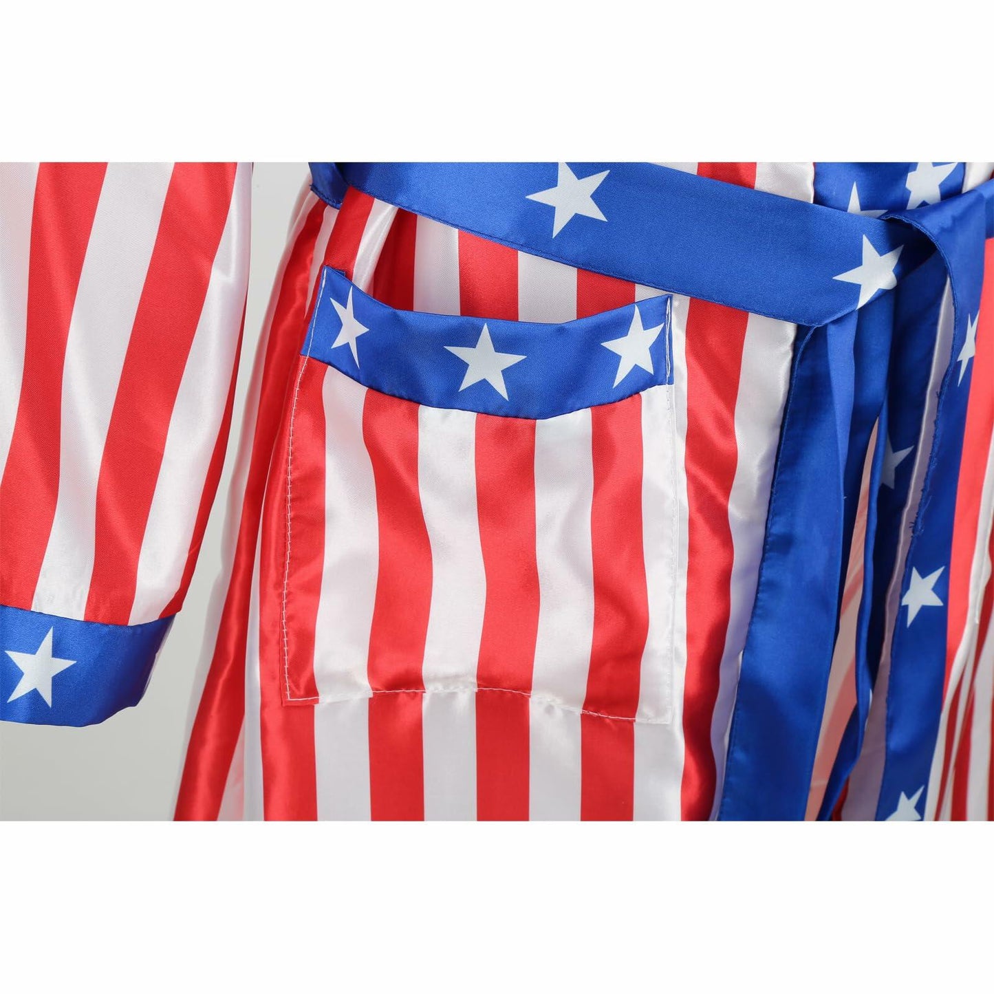 [Like New] Colorful House Men Satin Black Boxing Robe with Belt Flag Size L