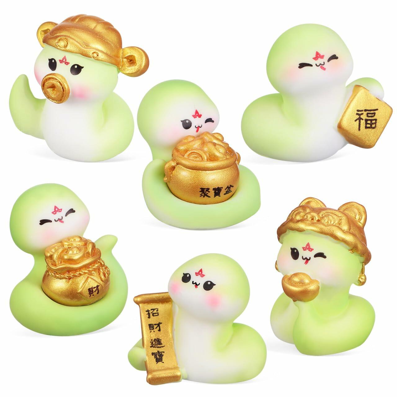 VICASKY Chinese New Year 2025 Snake Resin Figurines 10 Pcs Lucky Miniatures