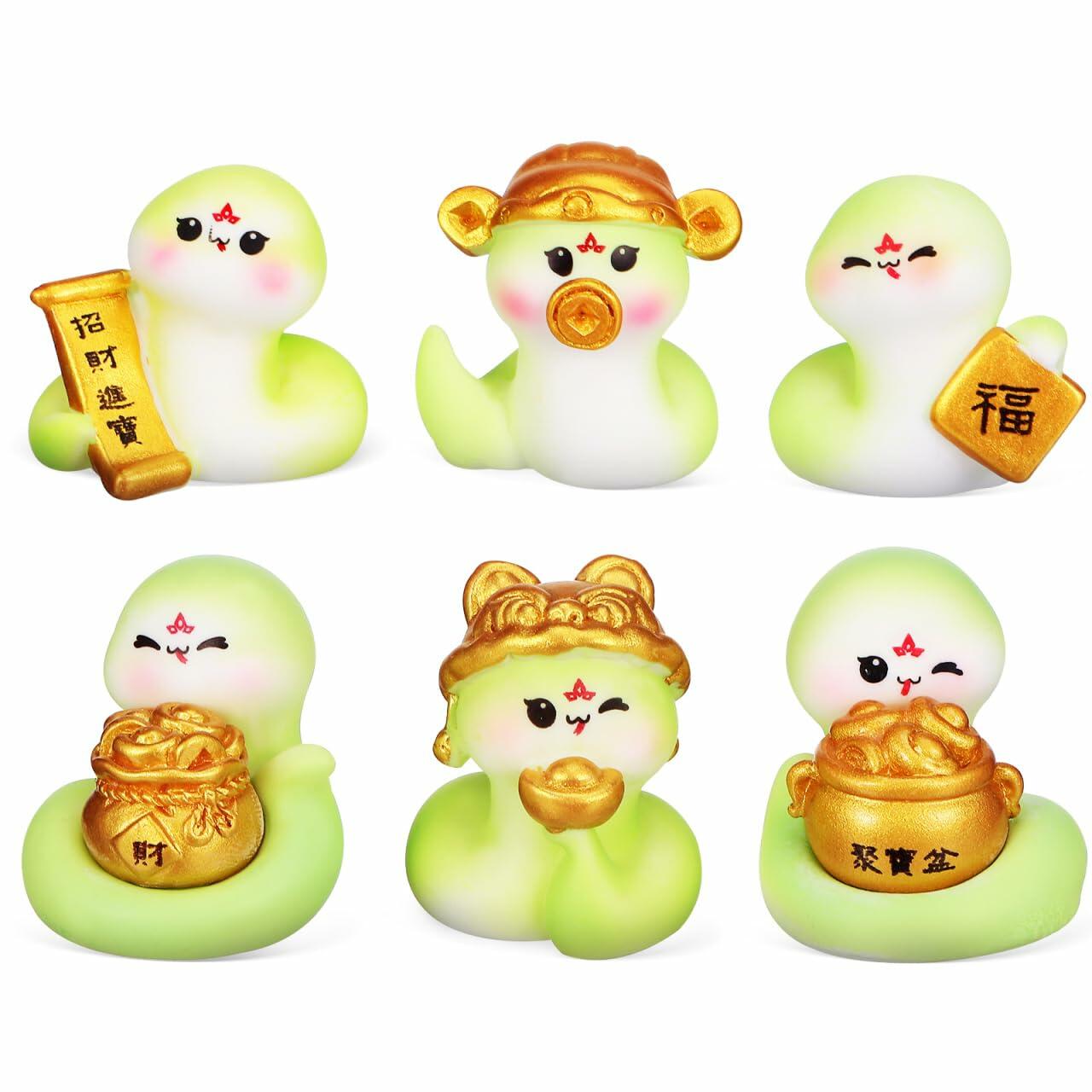 VICASKY Chinese New Year 2025 Snake Resin Figurines 10 Pcs Lucky Miniatures