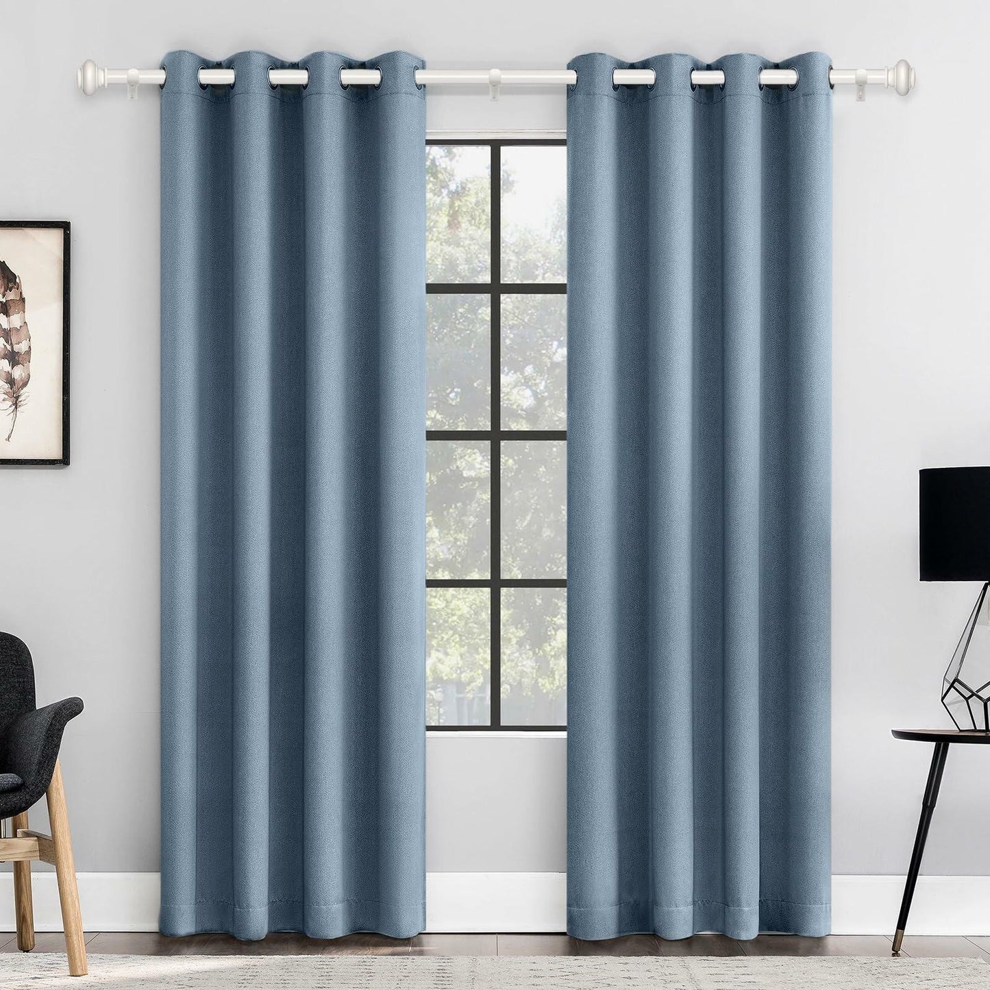 [Like New] SIMEWIN White Adjustable Curtain Rod 48-84in 1in Diameter Single Set