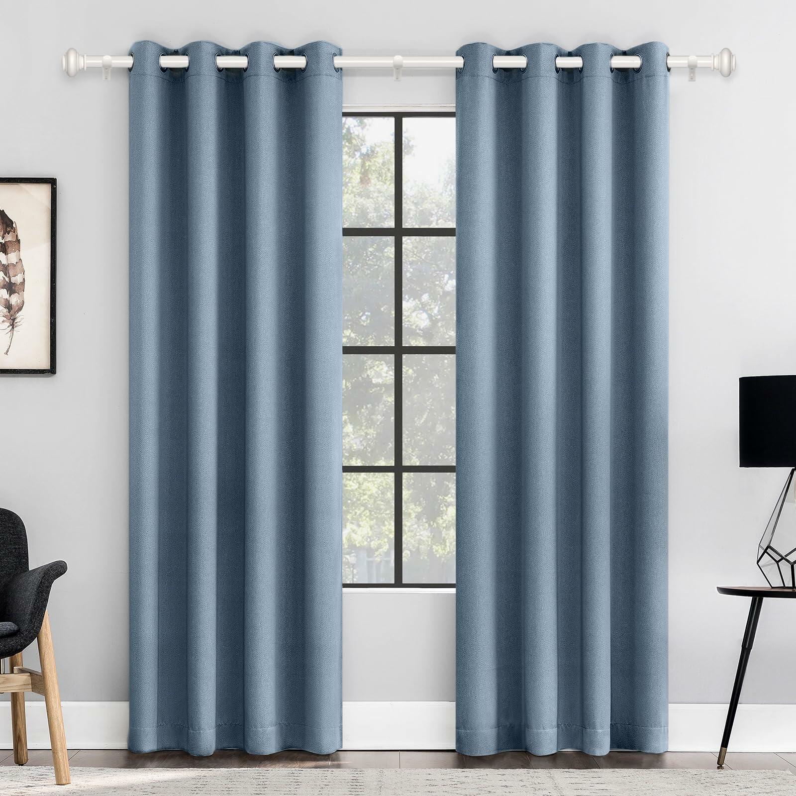 [Like New] SIMEWIN White Adjustable Curtain Rod 48-84in 1in Diameter Single Set