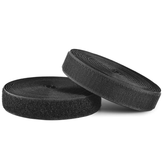 BQS 6 Yards Sew On Hook Loop Strips Nylon Fastener Black 1" Width