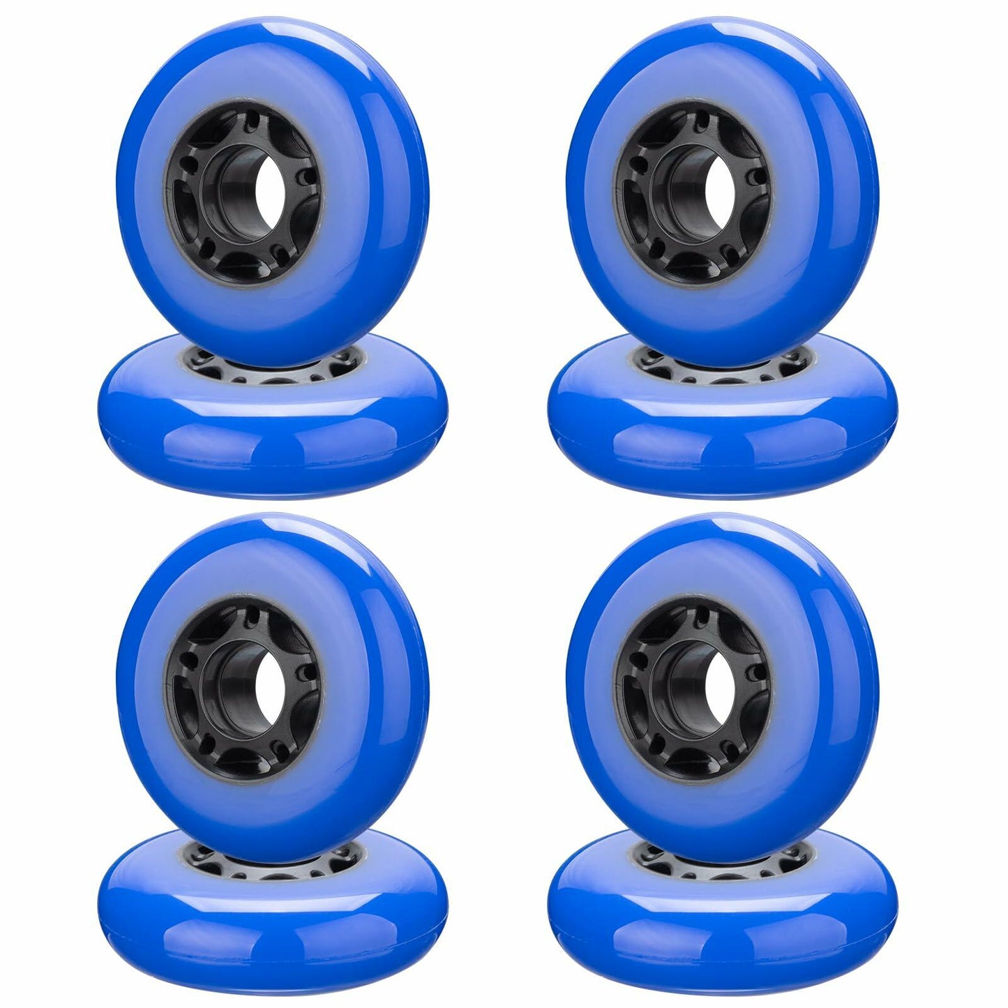 WHEELCOME Inline Skate Wheels 85a Blue 64mm 8-Pack Replacement