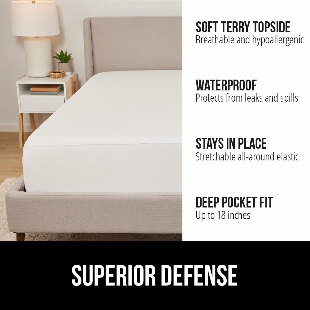 [Like New] GORILLA GRIP Waterproof Mattress Protector Full Size White Hypoallergenic
