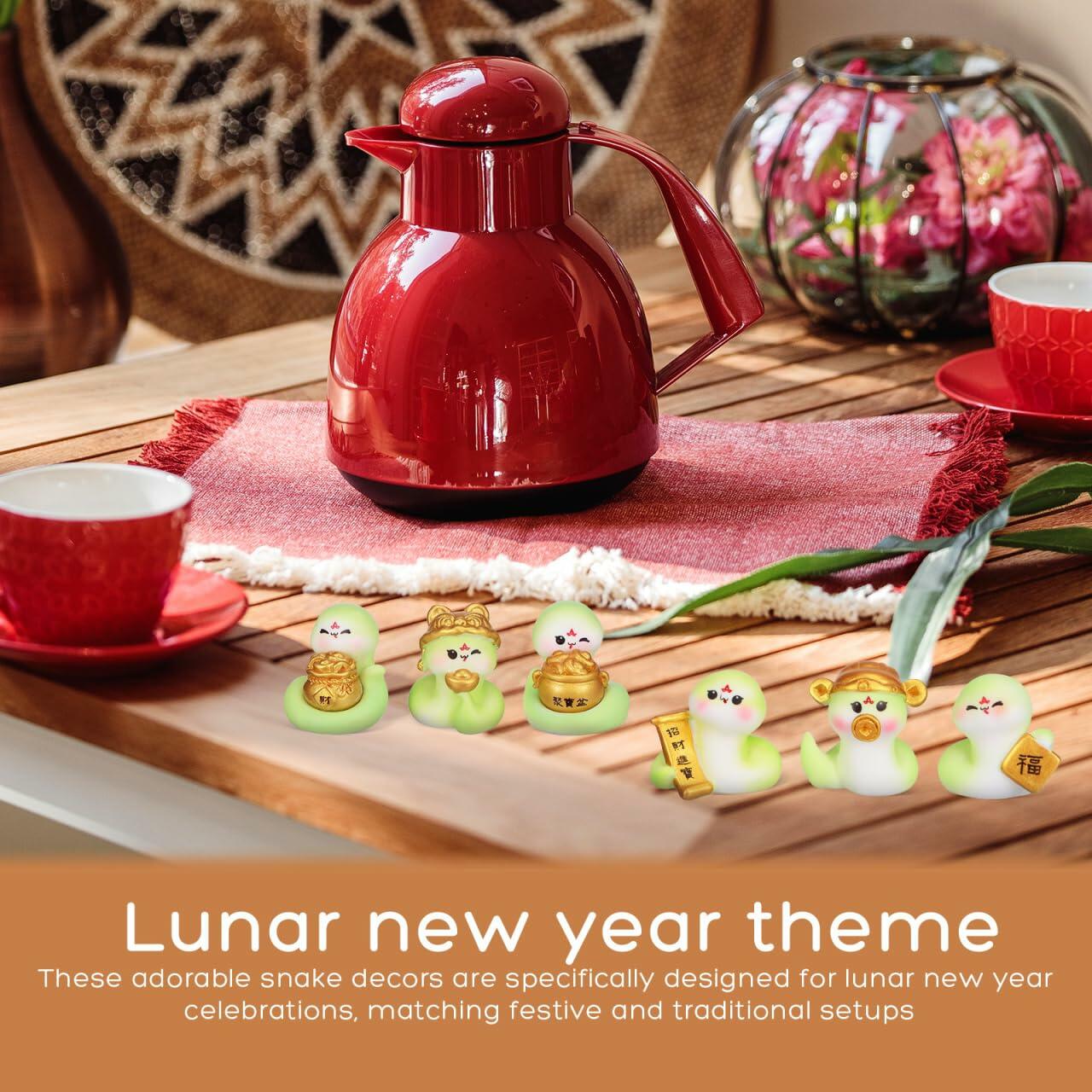 VICASKY Chinese New Year 2025 Snake Resin Figurines 10 Pcs Lucky Miniatures