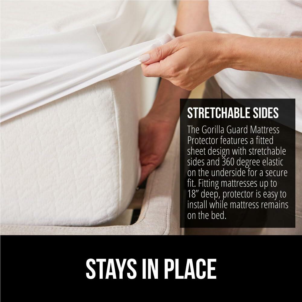 [Like New] GORILLA GRIP Waterproof Mattress Protector Full Size White Hypoallergenic