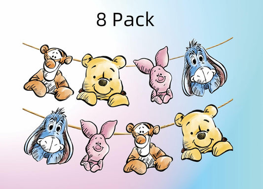 HOTIMO 8 PCS Winnie Baby Shower Banner Party Decor Multicolor Cartoon