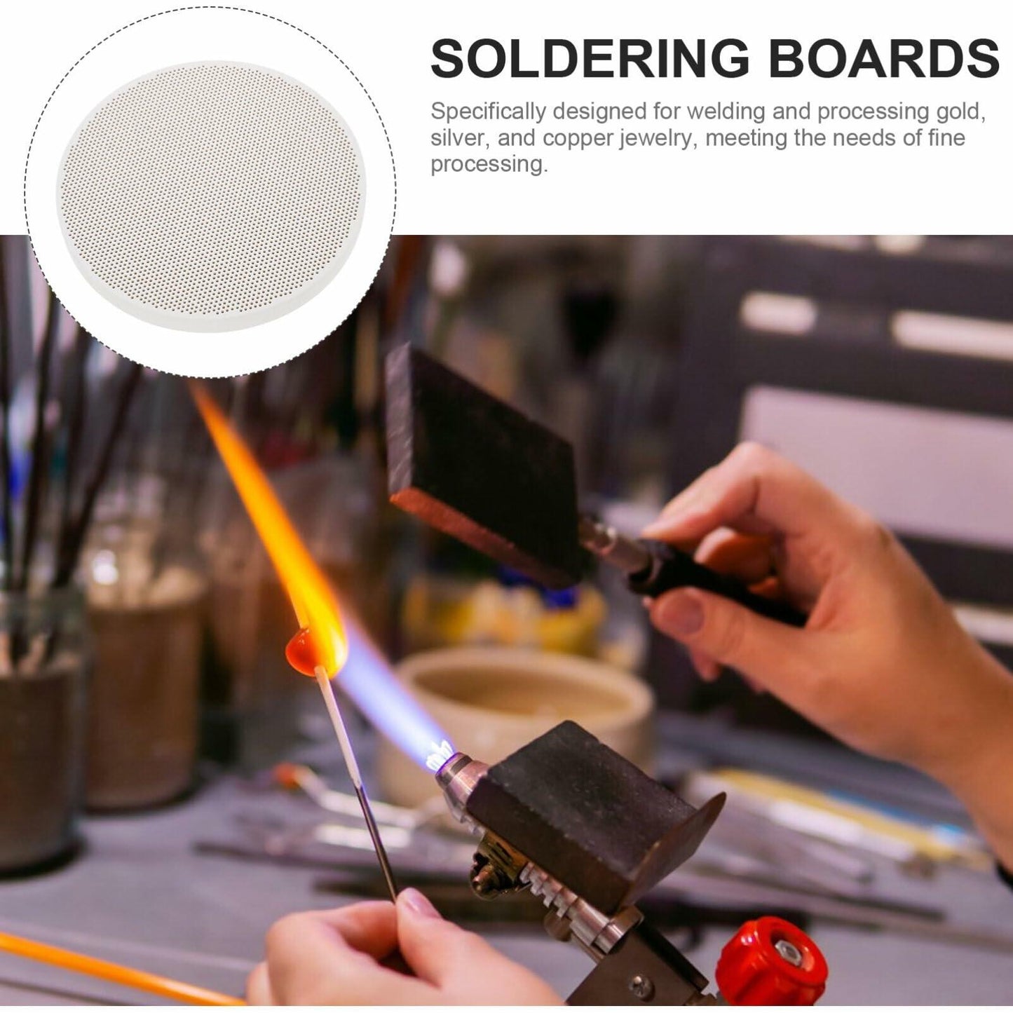 Tofficu Quartz Honeycomb Soldering Board Round 5.11x5.11x0.47in 2pcs As Shown