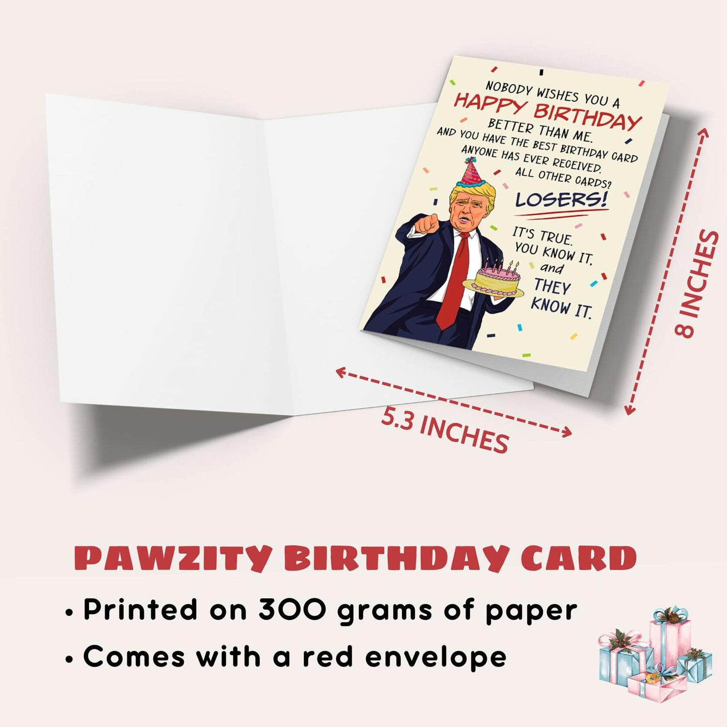 Pawzity Funny Fathers Day Card for Dad 5.3x8in Red Envelope Single
