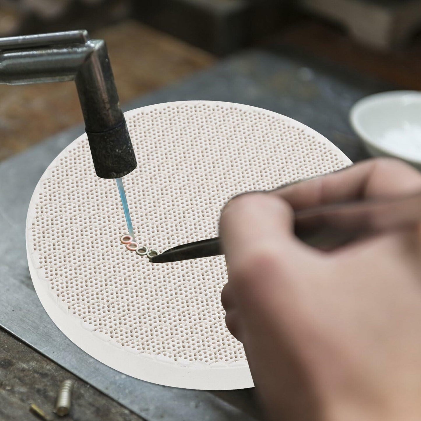 Tofficu Quartz Honeycomb Soldering Board Round 5.11x5.11x0.47in 2pcs As Shown