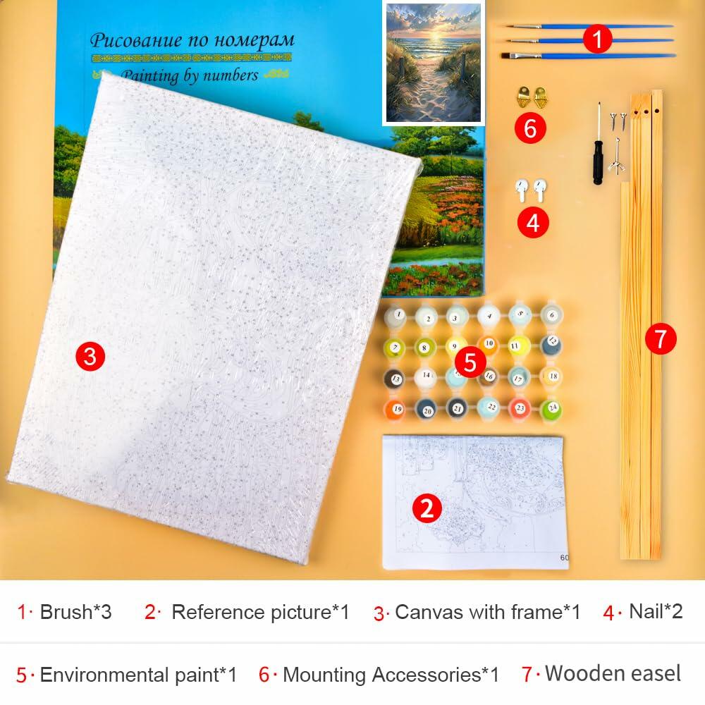 TUMOVO Flowers Paint by Numbers Kit DIY Acrylic Painting 16x20 Inch Canvas