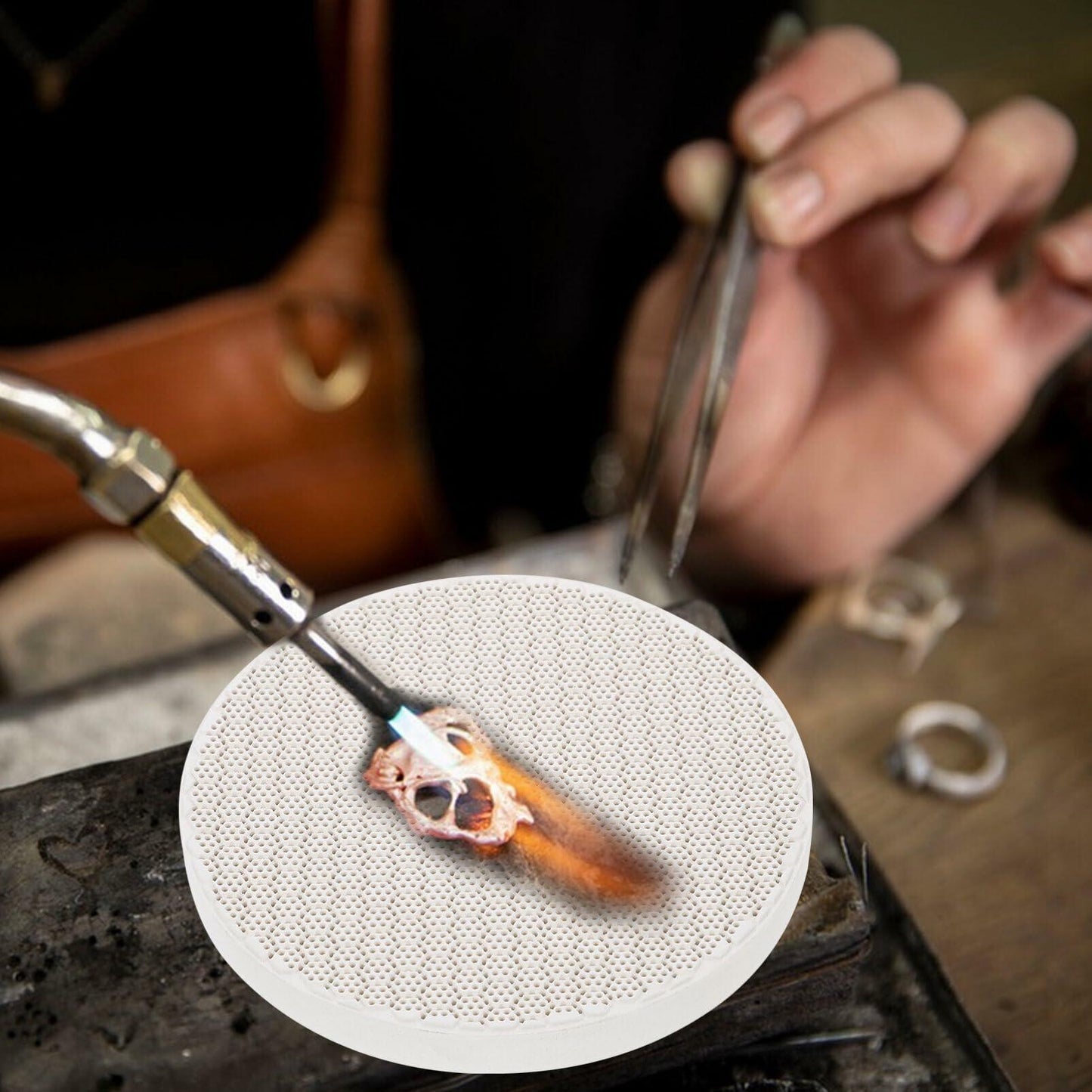 Tofficu Quartz Honeycomb Soldering Board Round 5.11x5.11x0.47in 2pcs As Shown