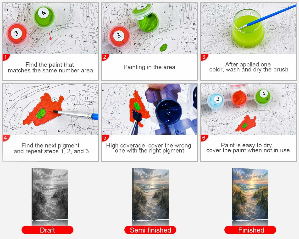 TUMOVO Flowers Paint by Numbers Kit DIY Acrylic Painting 16x20 Inch Canvas