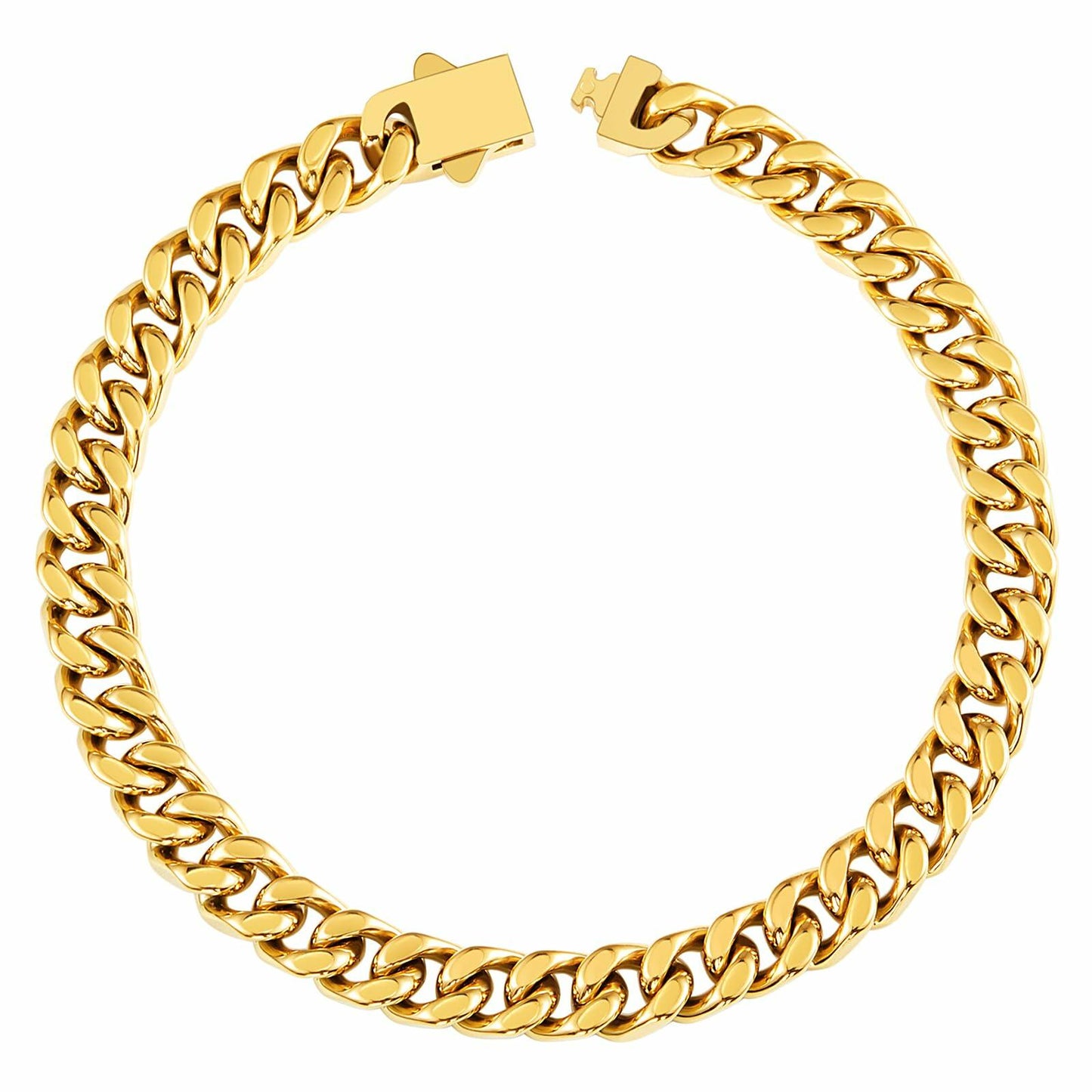 Kindoo Stainless Steel Cuban Link Bracelet 7mm Gold 8.6in