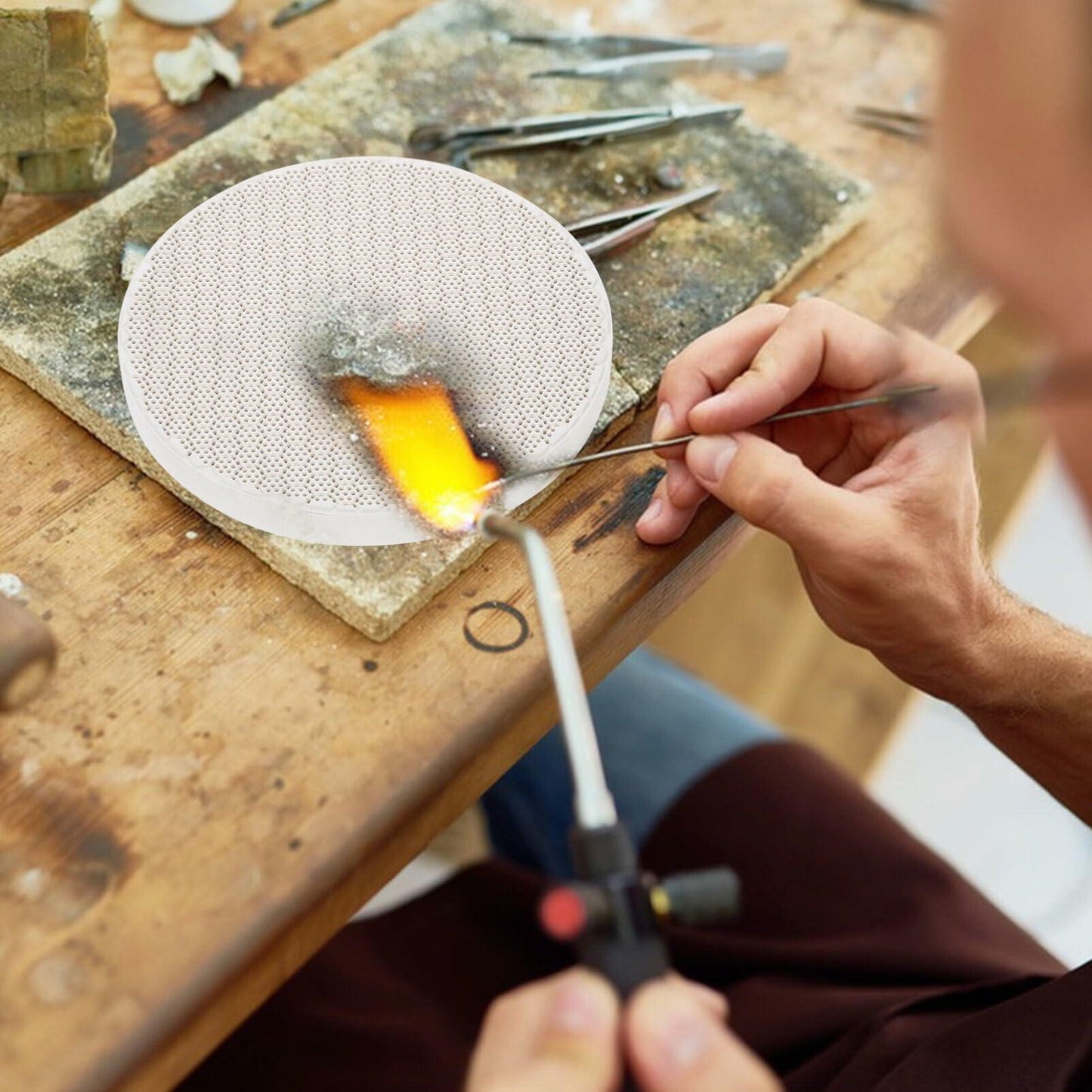 Tofficu Quartz Honeycomb Soldering Board Round 5.11x5.11x0.47in 2pcs As Shown