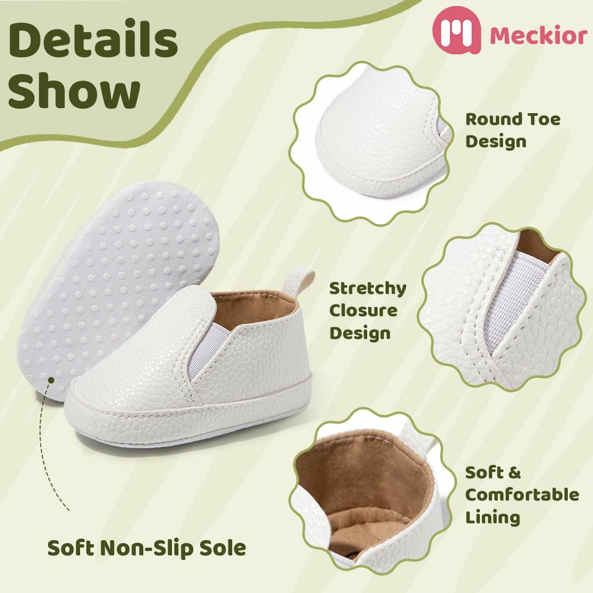 Meckior Infant Canvas Soft Sole Slip On Shoes Toddler B10/White Size Newborn