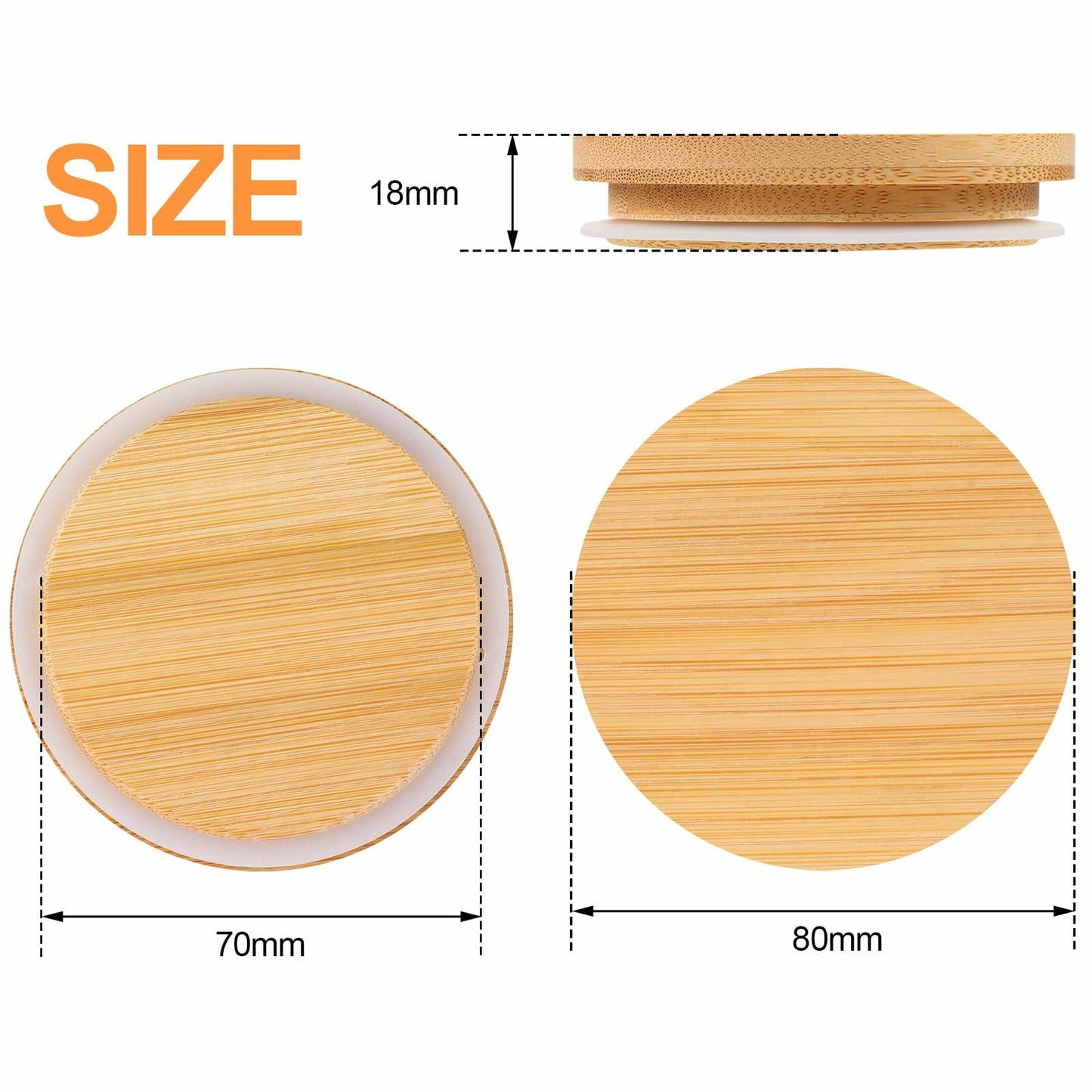 SZGSBB Wide Mouth Mason Jar Lids Bamboo Wooden Reusable Storage 4-Pack Beige