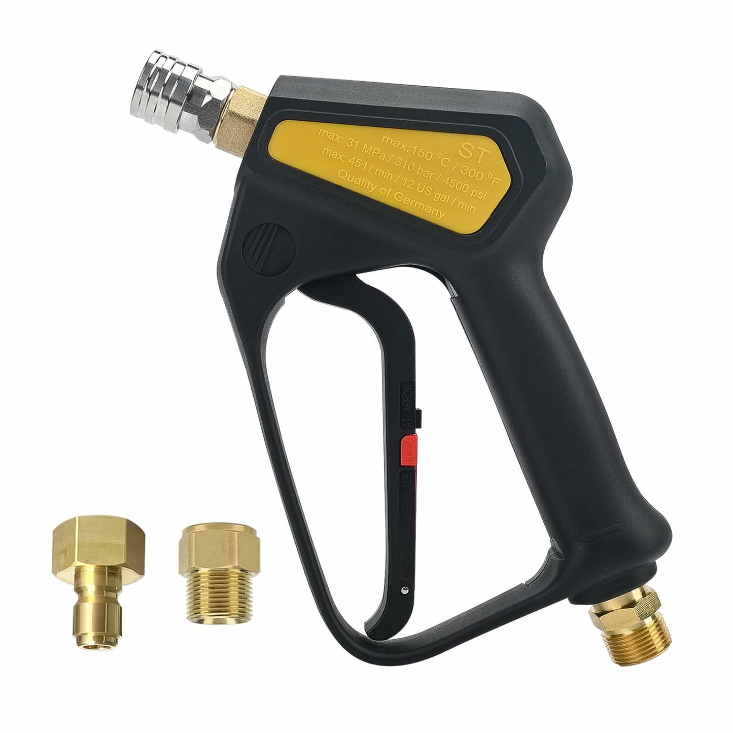 Short Pressure Washer Gun 4000PSI M22-14mm Inlet 1/4" Quick Connect Foam Cannon