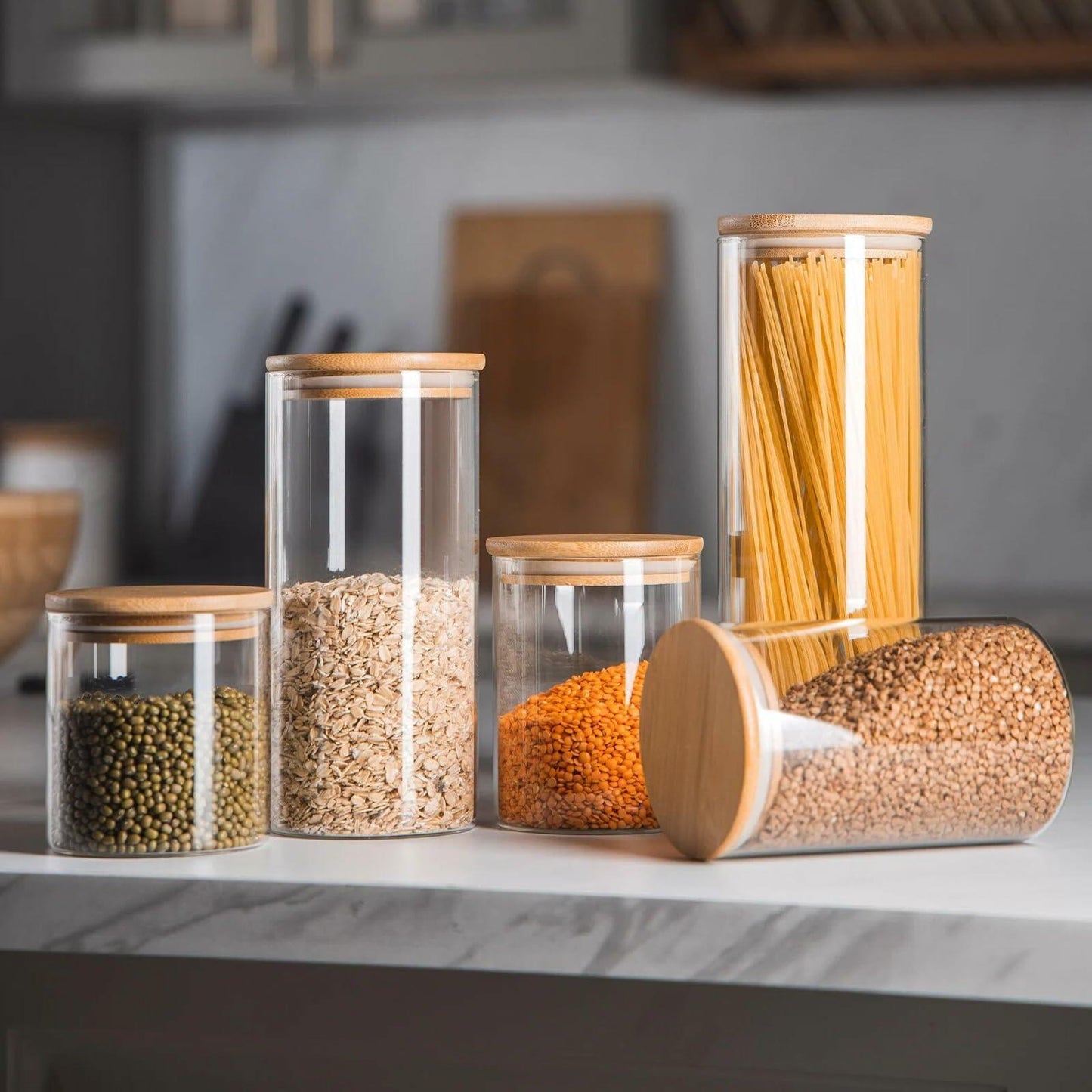 SZGSBB Wide Mouth Mason Jar Lids Bamboo Wooden Reusable Storage 4-Pack Beige