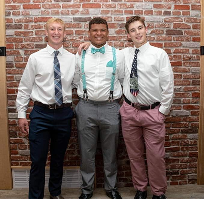 Alizeal Paisley Suspenders Bow Tie Pocket Square Set Men Orange Size One Size