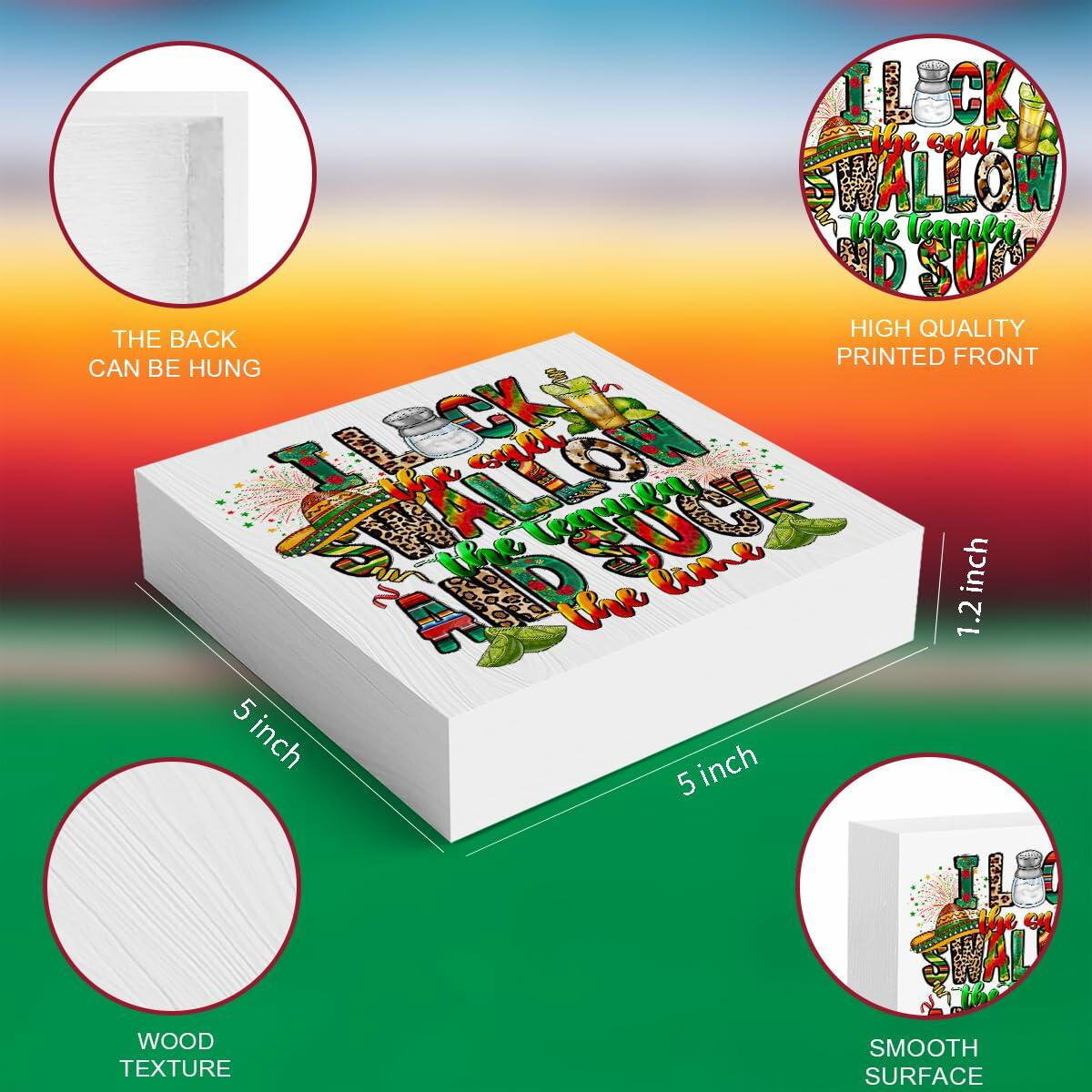 MIOOKISS Cinco De Mayo Rustic Wooden Box Sign 5x5 inch I Lock The Salt