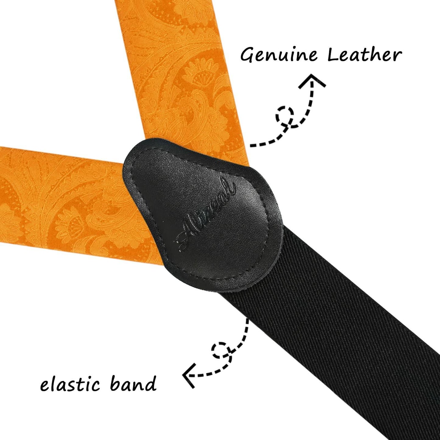 Alizeal Paisley Suspenders Bow Tie Pocket Square Set Men Orange Size One Size