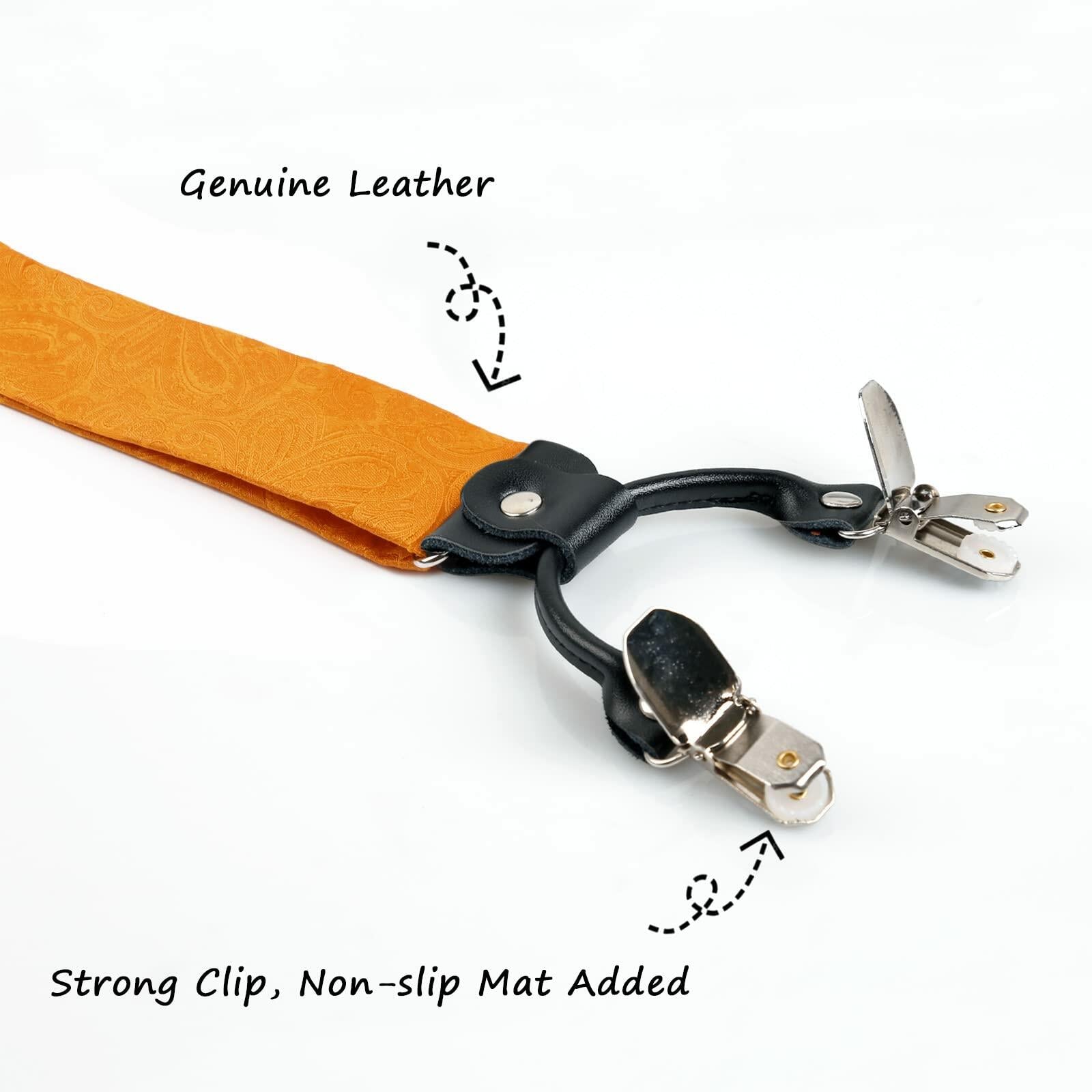 Alizeal Paisley Suspenders Bow Tie Pocket Square Set Men Orange Size One Size