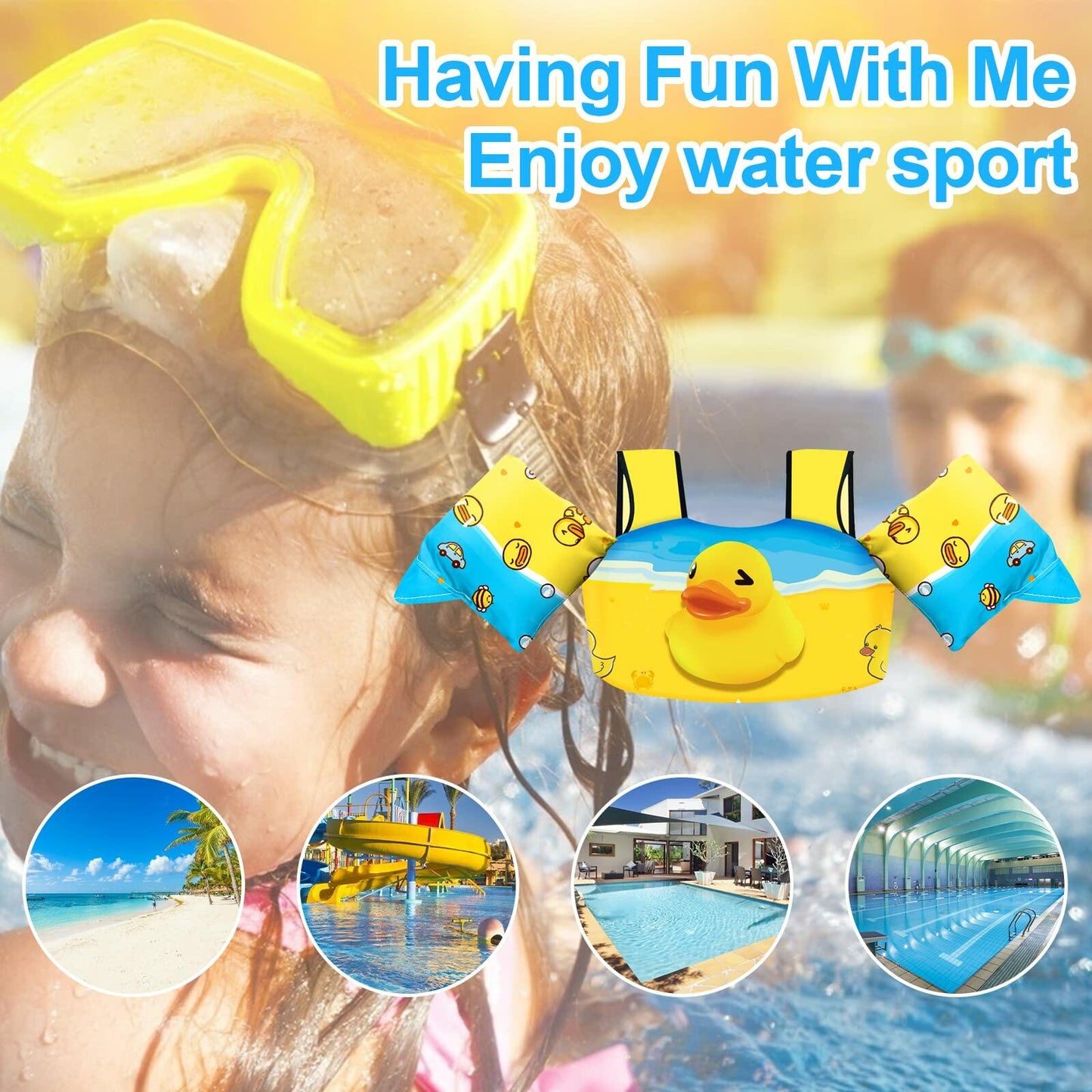 Chriffer Kids Swim Vest Life Jacket 30-55lbs Toddler Floaties with Arm Wings