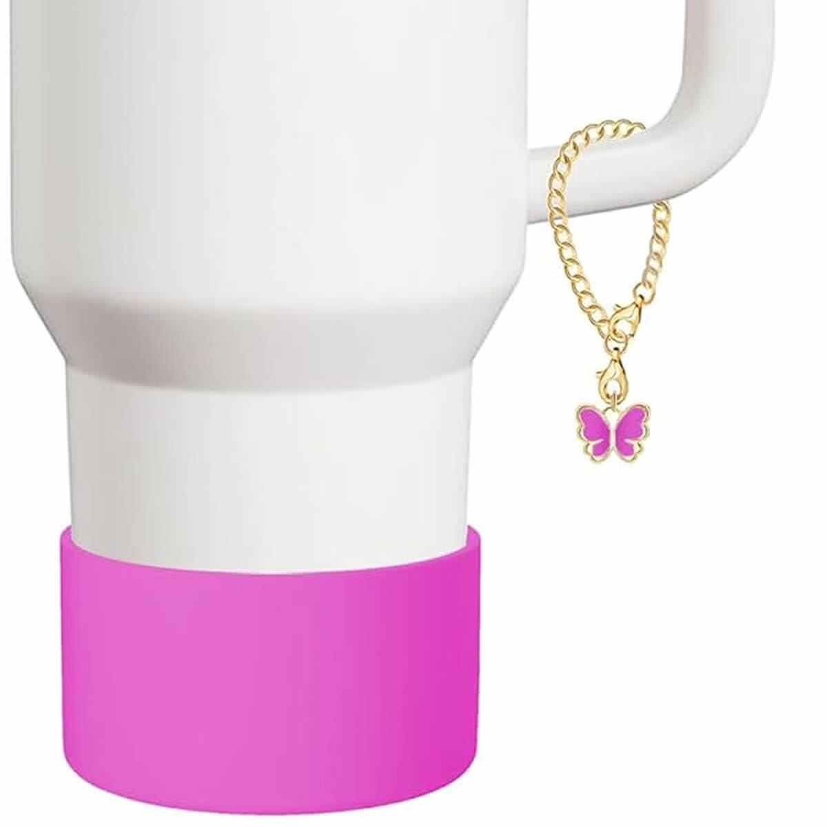 RNFVJH 6 Pcs Pink Butterfly Bow Ties Diamond & Butterfly Straw Toppers