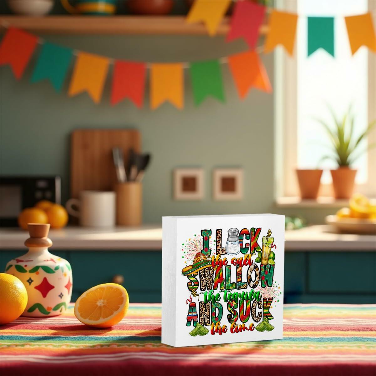 MIOOKISS Cinco De Mayo Rustic Wooden Box Sign 5x5 inch I Lock The Salt