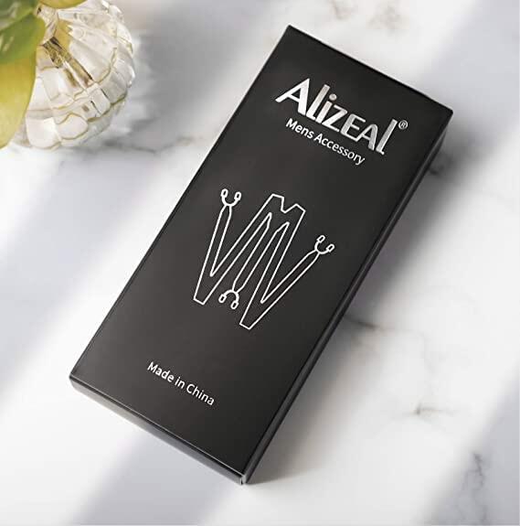 Alizeal Paisley Suspenders Bow Tie Pocket Square Set Men Orange Size One Size