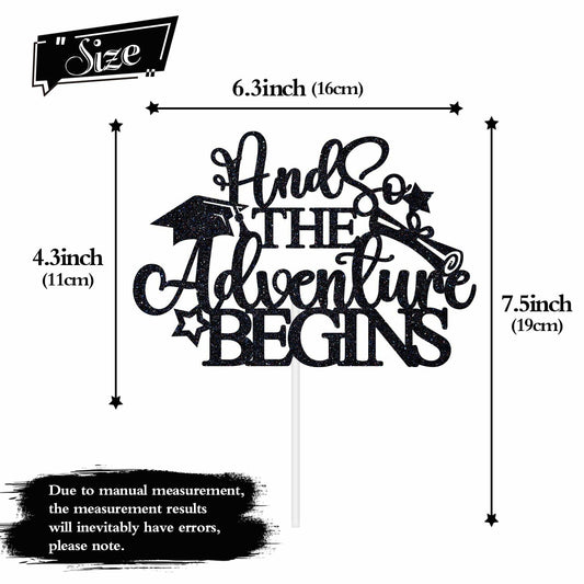 RLXPT And So The Adventure Begins 2025 Graduation Cake Topper Black Paper 1 Pc
