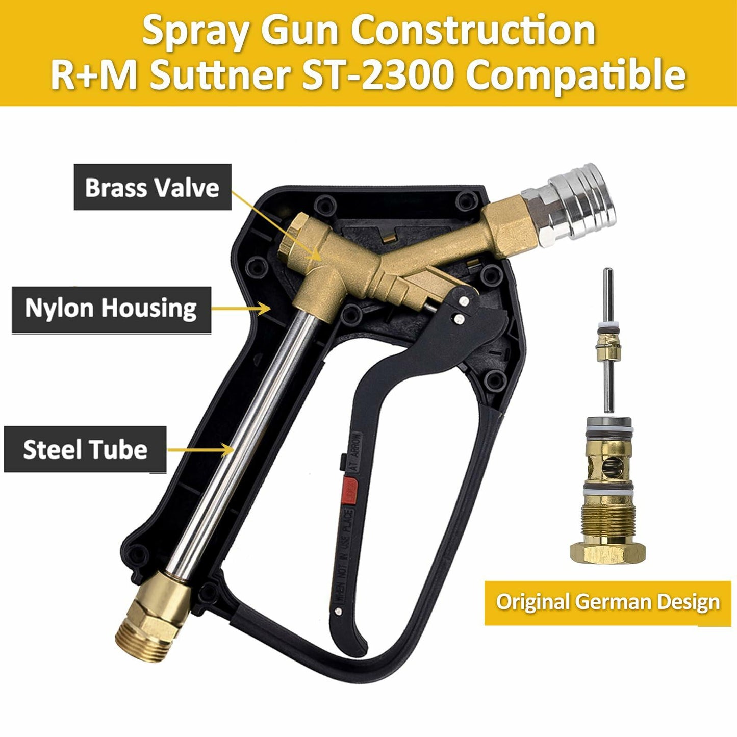 Short Pressure Washer Gun 4000PSI M22-14mm Inlet 1/4" Quick Connect Foam Cannon