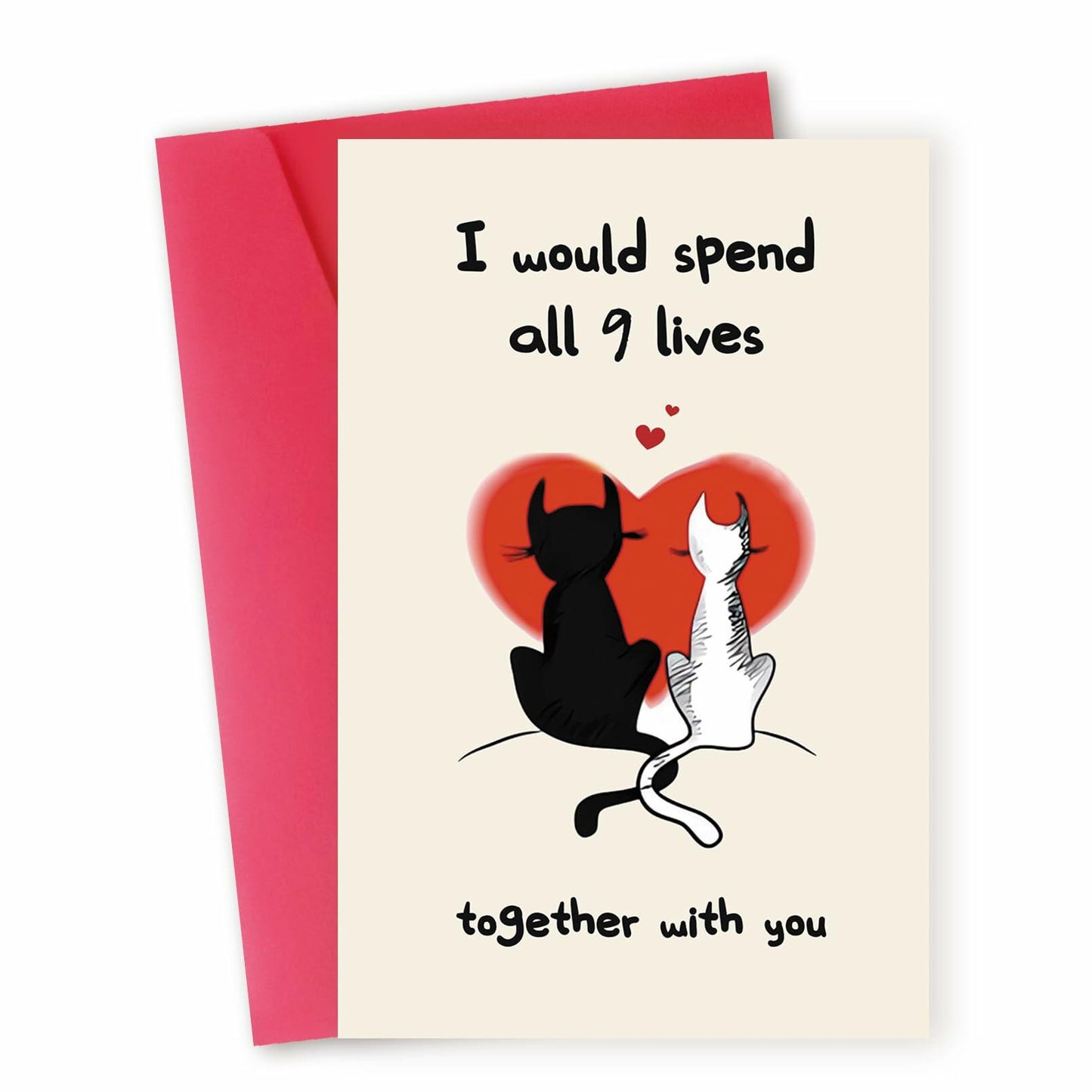 IDU Romantic Valentines Day Cat Card for Couples Cute Animal Print ZN038