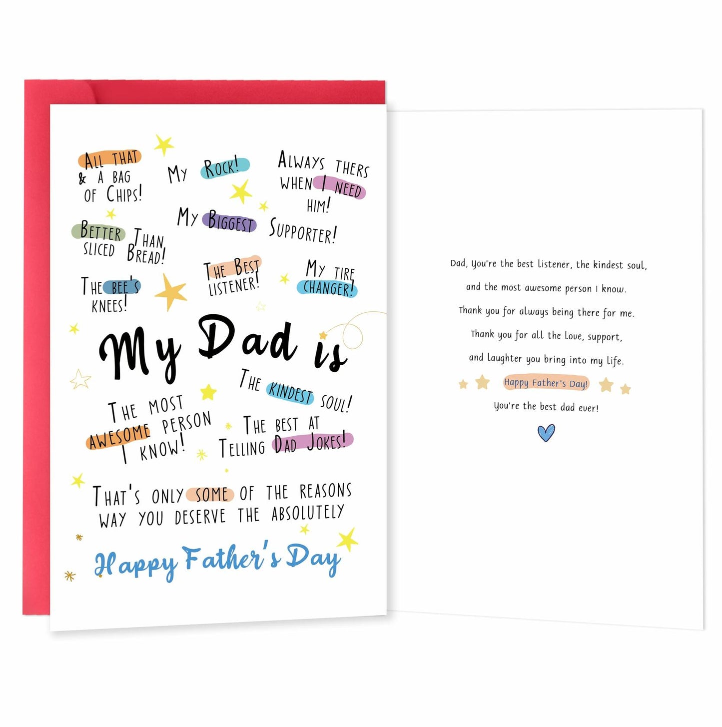 IDU Funny Fathers Day Card for Dad Humorous Gift from Kids Color ZN169
