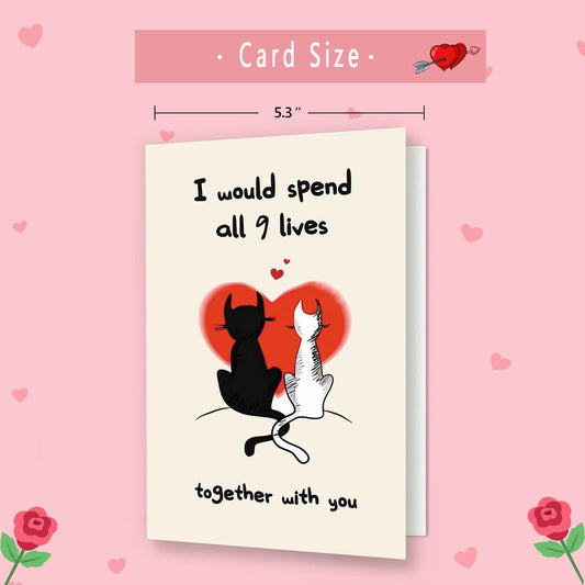 IDU Romantic Valentines Day Cat Card for Couples Cute Animal Print ZN038
