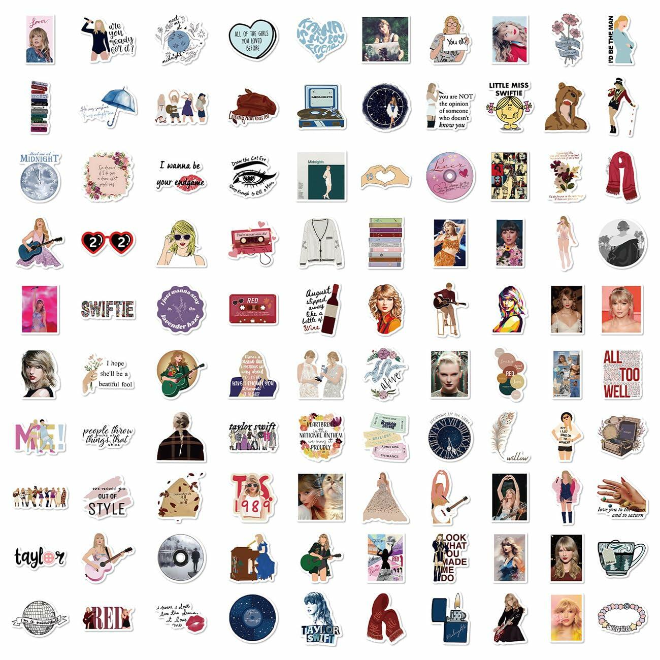 Kiislee 100 Popular Music Stickers Pop Singer Album Vinyl Multi-color