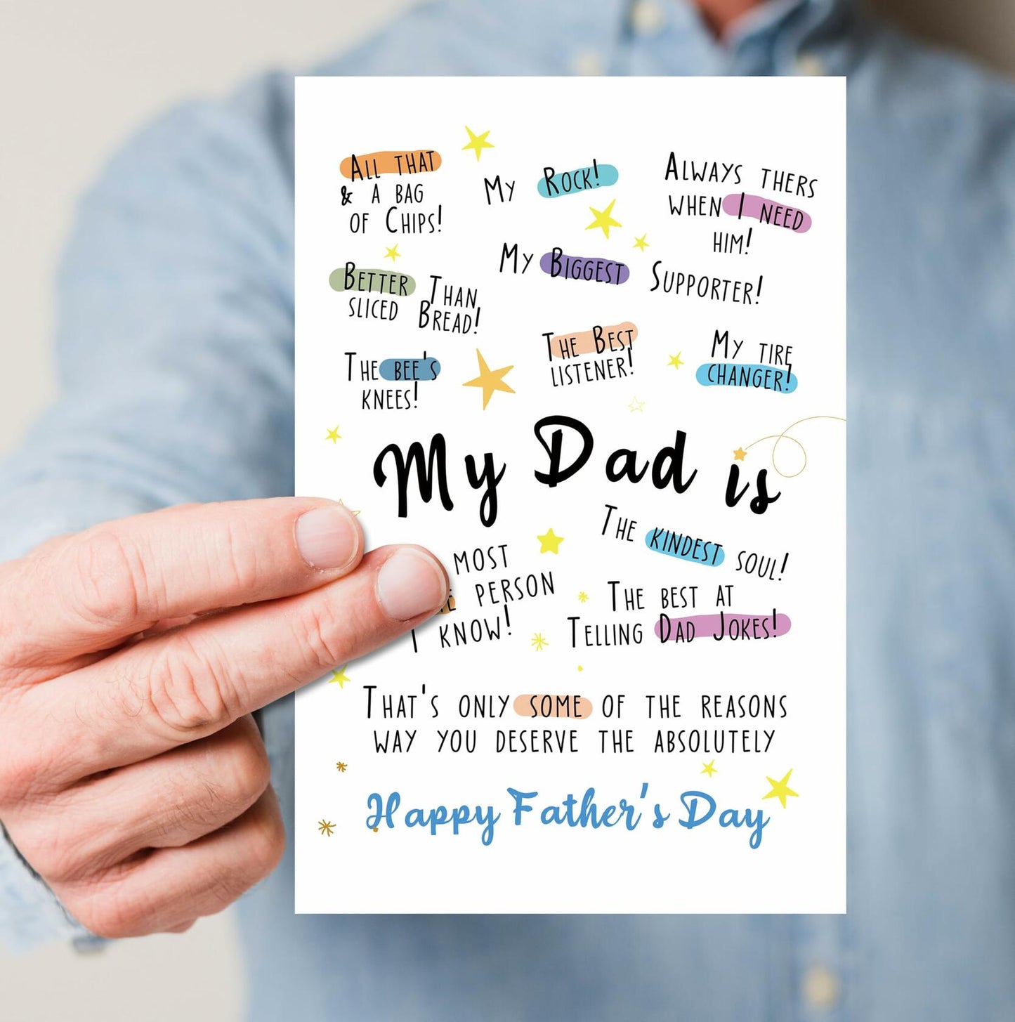 IDU Funny Fathers Day Card for Dad Humorous Gift from Kids Color ZN169